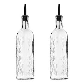 10 Strawberry Street Glass Oil & Vinegar Bottles,  Clear Pine Bough