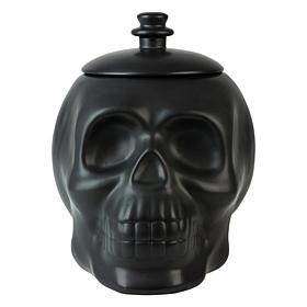 10 Strawberry Street Matte Black Ceramic Skull Cookie Jar