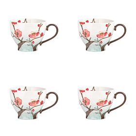 10 Strawberry Street Petaluxe Mug, Cherry Blossom, Set of 4