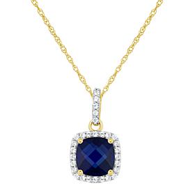 10K Simulated Gem and Simulated White Sapphire 7mm Pendant with Chain