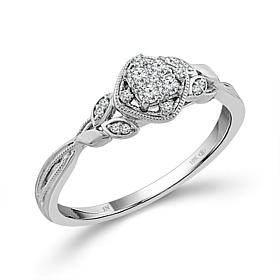 10K White Gold 1/8ctw Diamond Cushion Cluster Ring