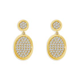10K Yellow Gold 1/3ctw Pave' Diamond Oval Drop Earrings