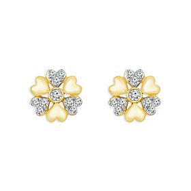 10K Yellow Gold 1/4ctw Pave Diamond Fashion Hearts Stud Earrings