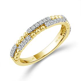 10K Yellow Gold 1/5ctw Diamond Bead Detail Anniversary Band Ring