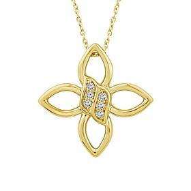 10K Yellow Gold Diamond Cluster Fashion Pendant with Chain