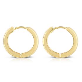 10K Yellow Gold Hugger Hoop Earrings with Hinged Clasp
