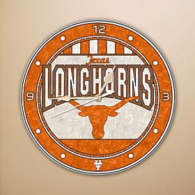 12" Art Glass Wall Clock - Univ of Texas Longhorns