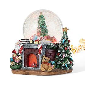 120mm Resin Lighted Musical Christmas Tree on Fireplace Water Globe