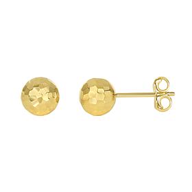 14K 7mm Yellow Gold Hammered Ball Stud Earrings