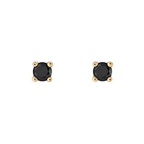14K Gold .10ctw Black Diamond Round Stud Earrings