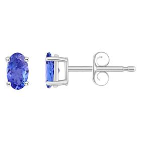 14K Gold 5x3mm Oval-Cut Tanzanite Stud Earrings