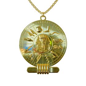 14K Gold-Plated Pharoah's Shield Medallion Pendant with Chain