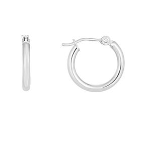 14K Gold Polished Round Tube Hoop Earrings