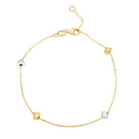 14K Gold Two-tone Geometric Station Bracelet