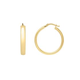 14K Gold Wedding Band Hoop Earrings 