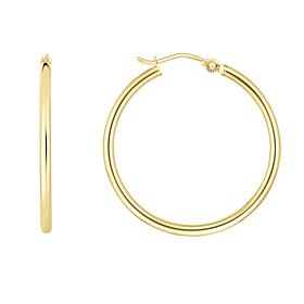 14K Polished Gold Round Tube Hoop Earrings  
