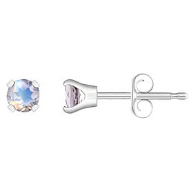 14K White Gold 3mm Round Gemstone Stud Earrings