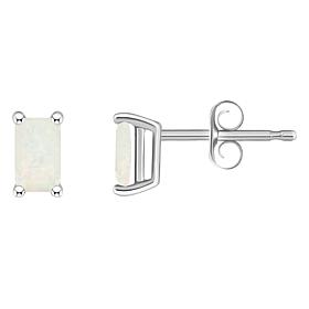 14K White Gold 5x3mm Emerald-Cut Gemstone Stud Earrings