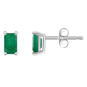 14K White Gold 5x3mm Emerald-Cut Gemstone Stud Earrings