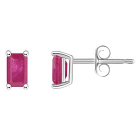 14K White Gold 5x3mm Emerald-Cut Gemstone Stud Earrings