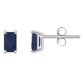 14K White Gold 5x3mm Emerald-Cut Gemstone Stud Earrings