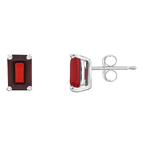 14K White Gold 6x4mm Emerald-Cut Gemstone Stud Earrings