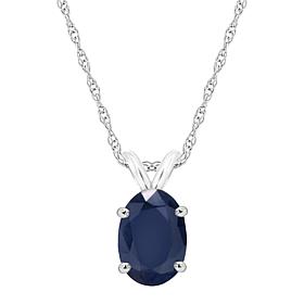 14K White Gold 7x5mm Oval-Cut Gemstone Pendant with Chain