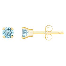 14K Yellow Gold 3mm Round Gemstone Stud Earrings