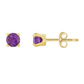 14K Yellow Gold 4mm Round Gemstone Stud Earrings