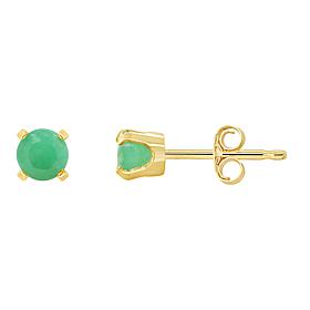 14K Yellow Gold 4mm Round Gemstone Stud Earrings