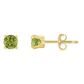 14K Yellow Gold 4mm Round Gemstone Stud Earrings