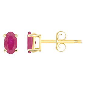 14K Yellow Gold 5x3mm Oval-Cut Gemstone Stud Earrings