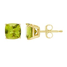 14K Yellow Gold 6mm Cushion-Cut Gemstone Stud Earrings