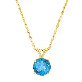 14K Yellow Gold 7mm Round Butterfly Gemstone Pendant with Chain