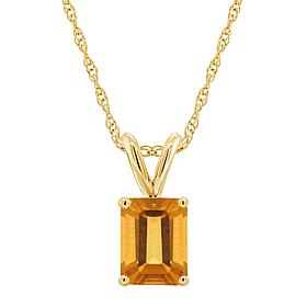 14K Yellow Gold Gemstone 8x6mm Emerald-Cut Pendant with Chain
