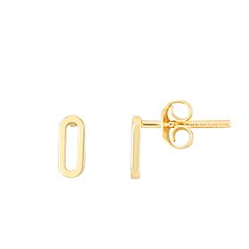 14K Yellow Gold Paperclip Stud Earrings