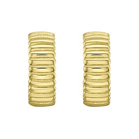 14K Yellow Gold Polished Tubogas Hugger C-Hoop with Push Back Clasp