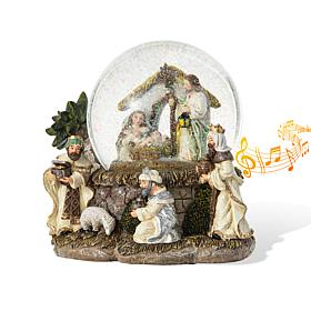 150mm Resin Lighted Musical Christmas Nativity Scene Water Globe
