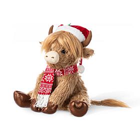15.25"L Christmas Fabric Highland Cow Decoration
