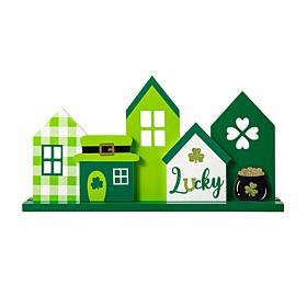 16"L St. Patrick's Wooden LUCKY House Table Decor