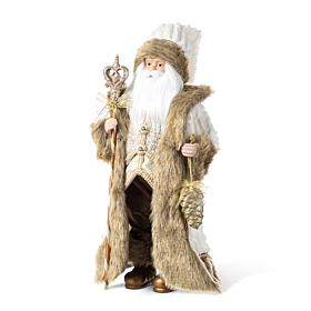 18" Faux Fur Christmas Woodland Santa Figurine