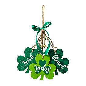 18.50"H St. Patrick's Day Wooden Shamrock Door Hanger