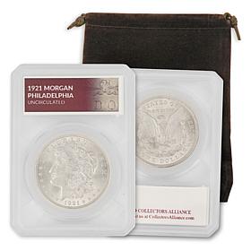 1921 Morgan Silver Dollar Uncirculated with Defender Holder & Pouch