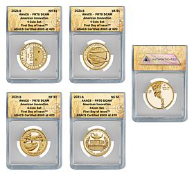 2021 PR70 DCAM FDOI LE 420 ANACS 4-Coin American Innovation Set