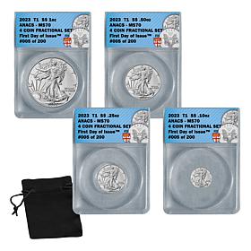 2023 MS70 FDOI LE 200 Silver Eagle Fiji Fractional Set of 4 Coins
