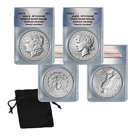 2025 RP70 ANACS Advance Release Morgan and Peace Silver Dollar Set