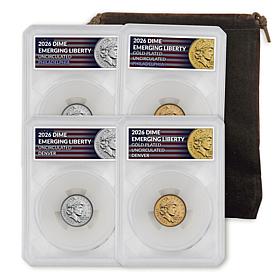 2026 Emerging Liberty 24K Gold-Plated Uncirculated Set of 4 Dimes