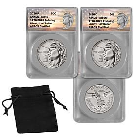 2026 Enduring Liberty Half Dollar P & D Mint Set ANACS MS66