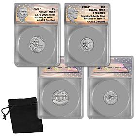 2026-P Emerging Liberty Dime & Jefferson Nickel ANACS MS67