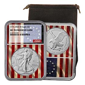 2026 Silver Eagle-Enhanced Uncirculated-Flag Core-NCG70